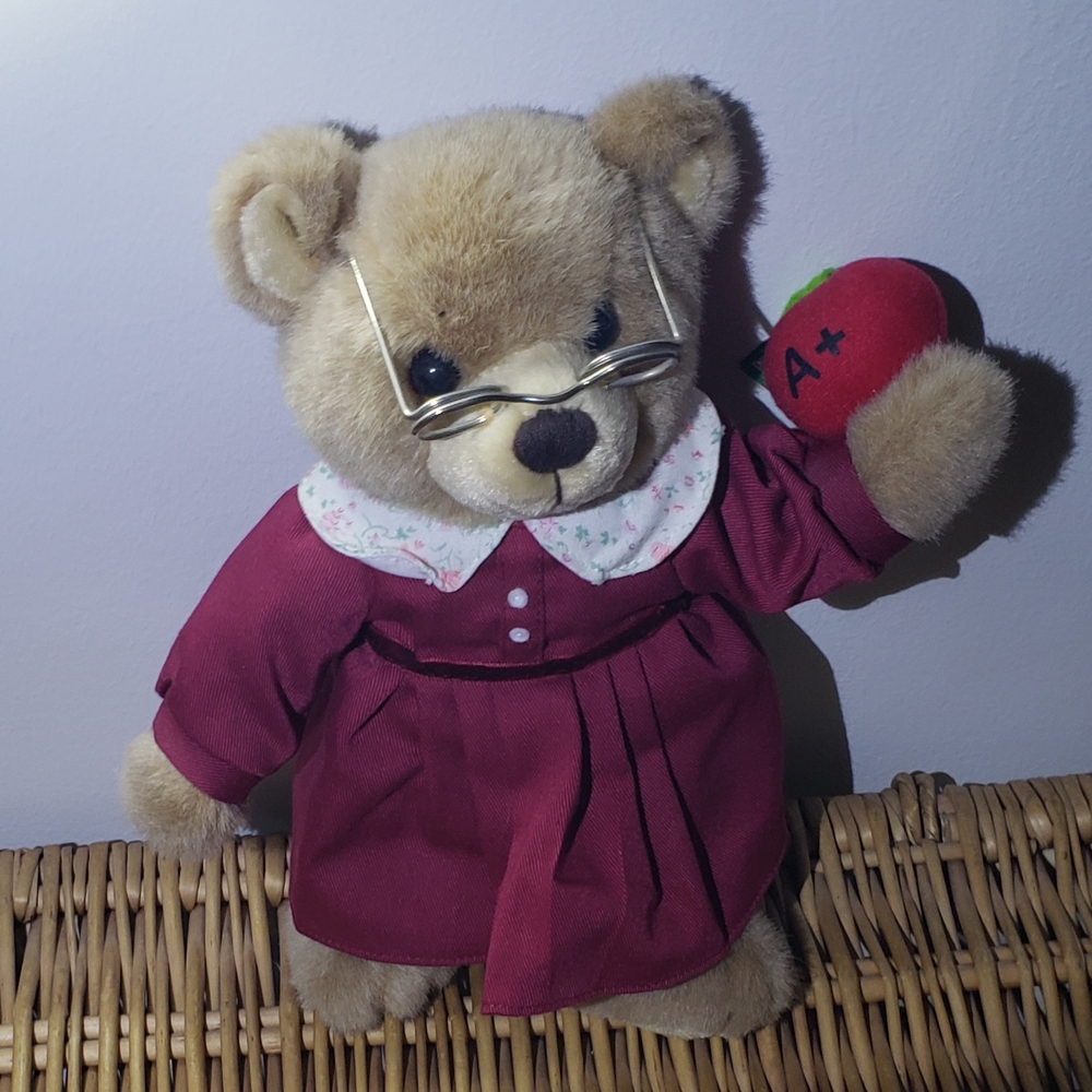 Red and Brown Stuffed Teddy Teacher Bear